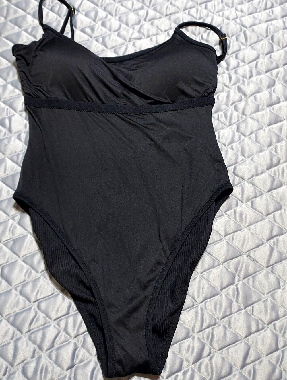 Andie Ribbed Knit Black One Piece Swimsuit Sz-XL Tall - Picture 8 of 10